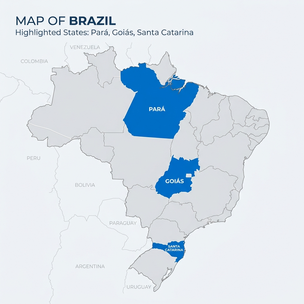 Mapa de localização das unidades AWS Water no Brasil